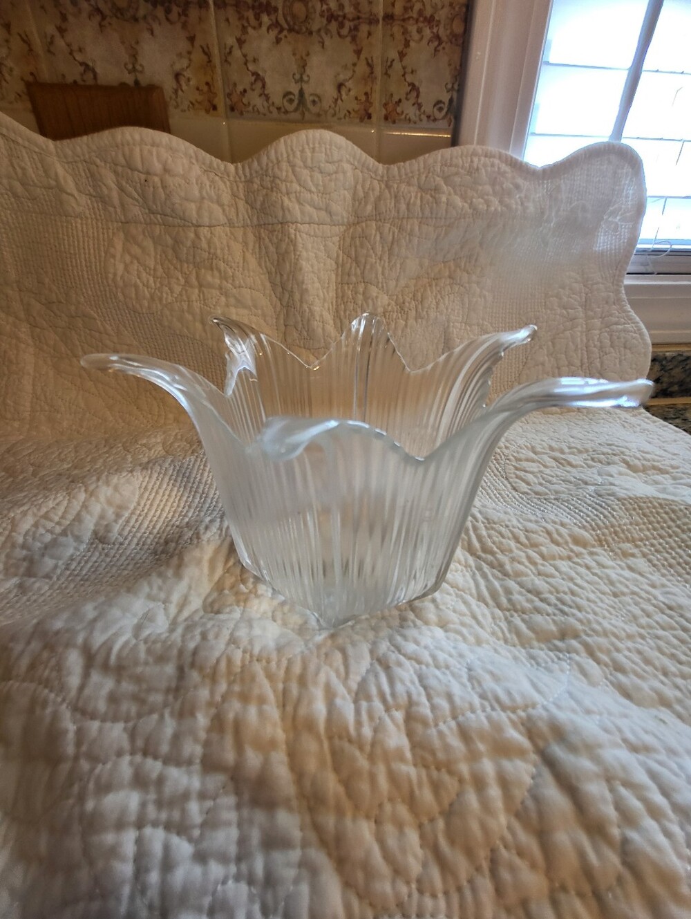 Elegant Clear Glass Tulip Shaped Bowl - Home Accents